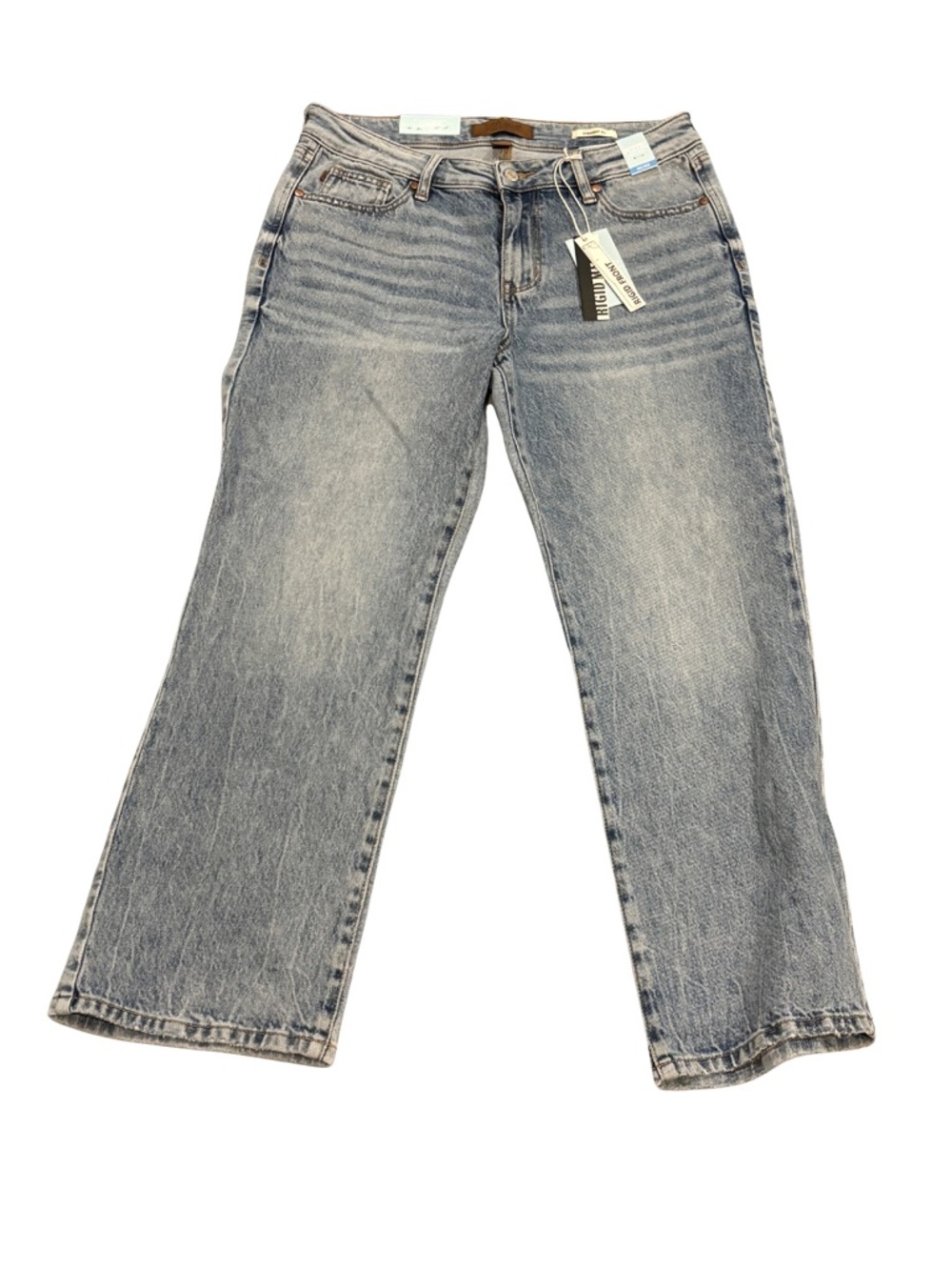 Judy Blue Petite Washed Light Blue Wide Leg Jeans - Subtle Whisker Fade 9/29